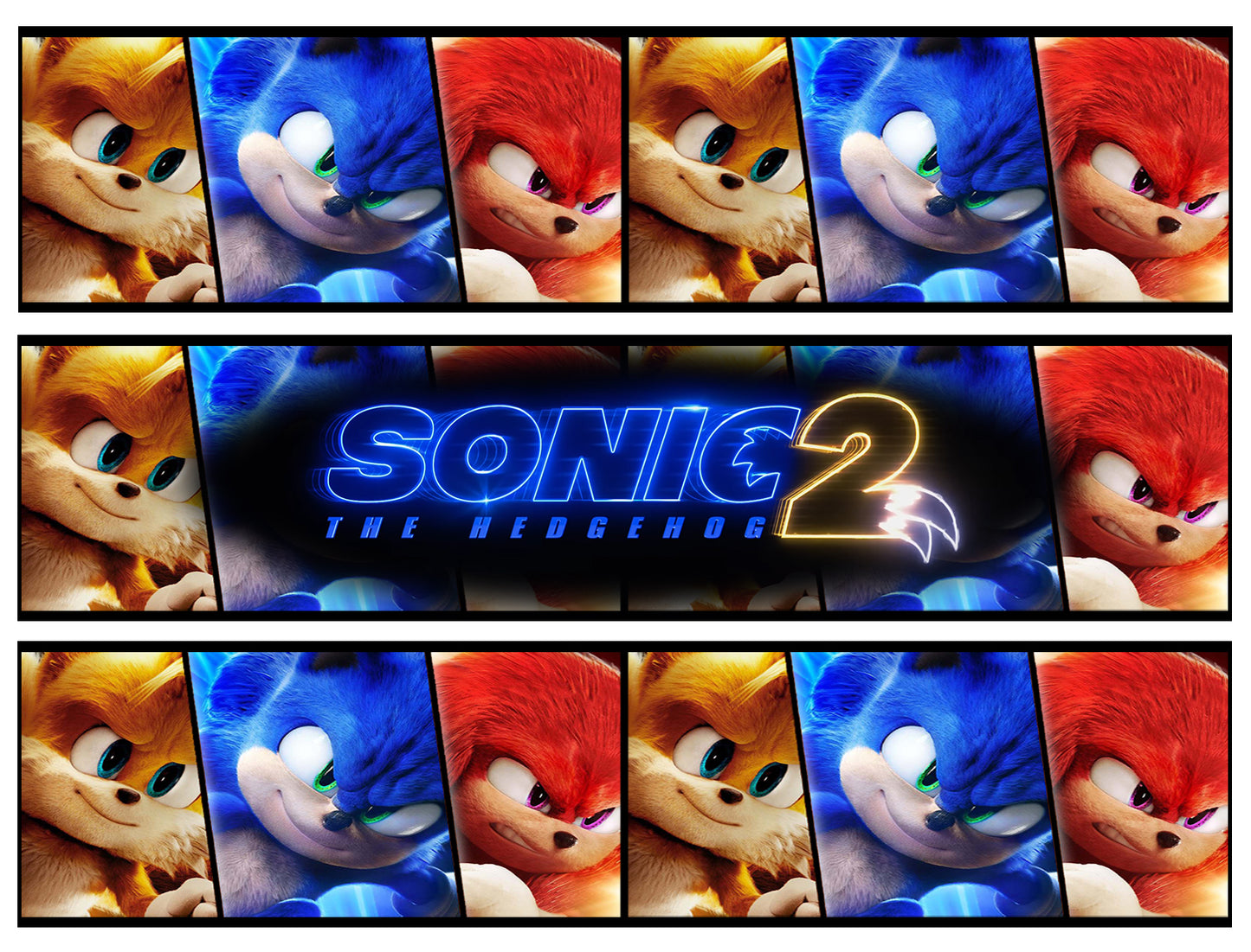 Sonic the Hedgehog 2 Tails and Knuckles Tiras de imágenes comestibles para decoración de tartas ABPID56283