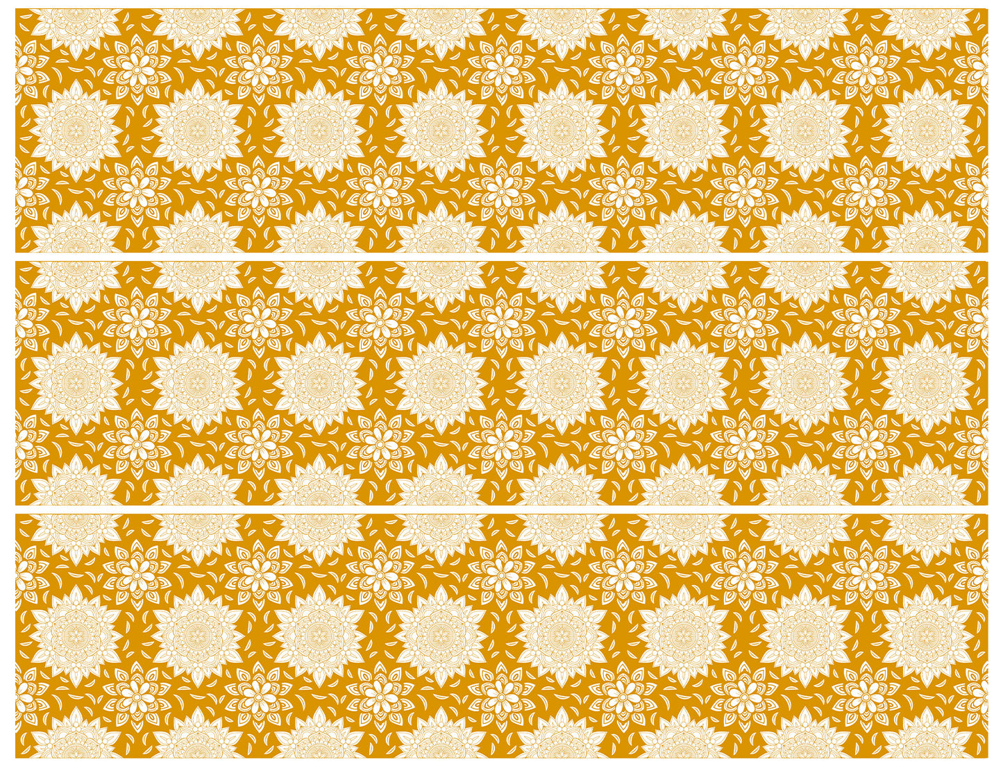 Tiras de imágenes comestibles para decoración de tartas con patrón amarillo de Mandala Art ABPID56666