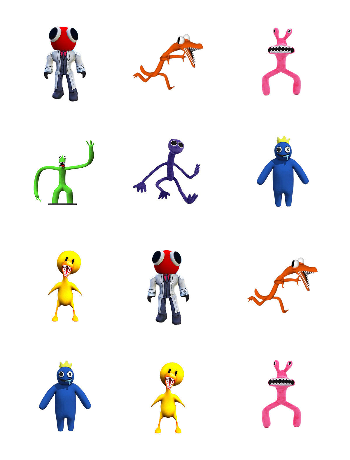 Roblox Rainbow Friends Blue Orange Green Purple Edible Cupcake Topper Images ABPID56743