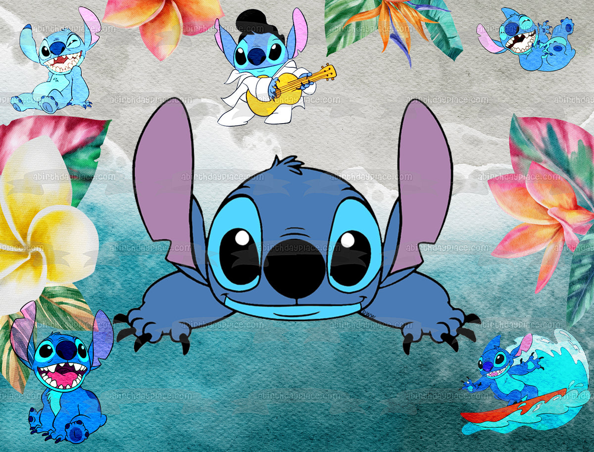 Disney Lilo and Stitch Beach Day Edible Cake Topper Image ABPID56769