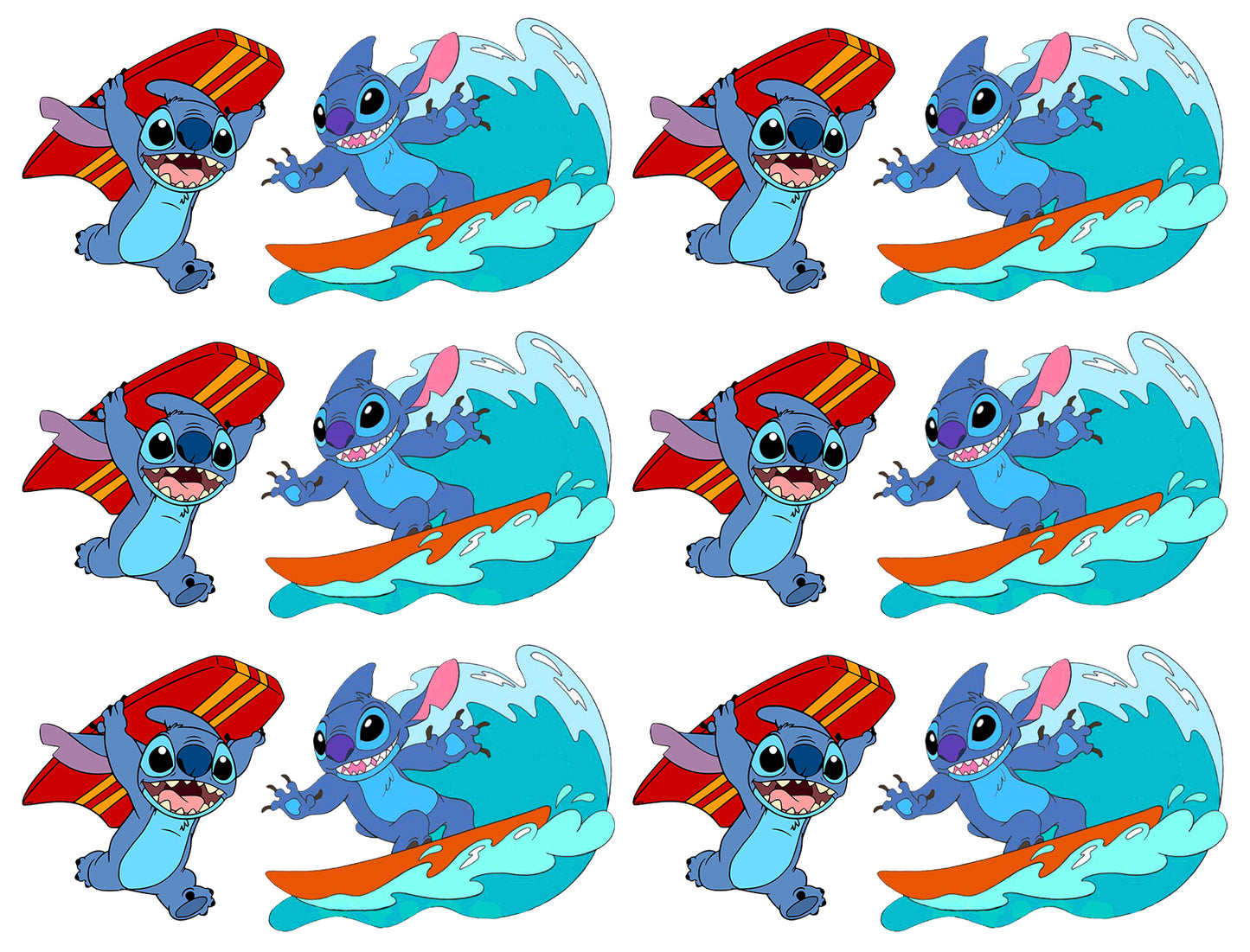 Lilo and Stitch Stitch Surfing Edible Cake Topper Image Strips ABPID56814
