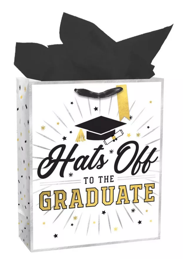 Hats Off To The Grad Large Glossy Gift Bag, 1ct