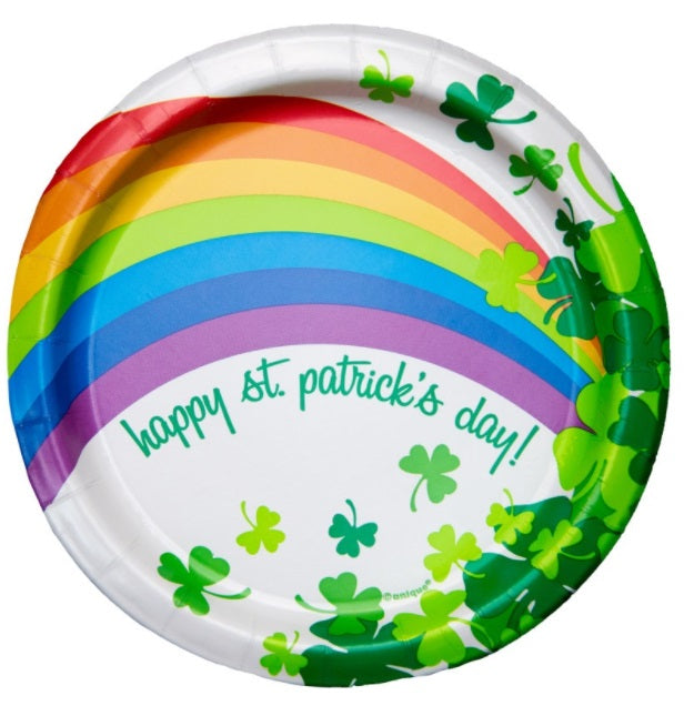 Rainbow Shamrock Round 7" Dessert Plates, 8ct