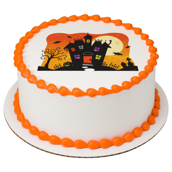 Spooky Haunted House Edible Cake Topper Image