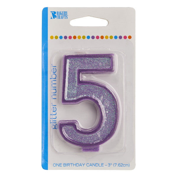 5 Glitter Numeral Candle