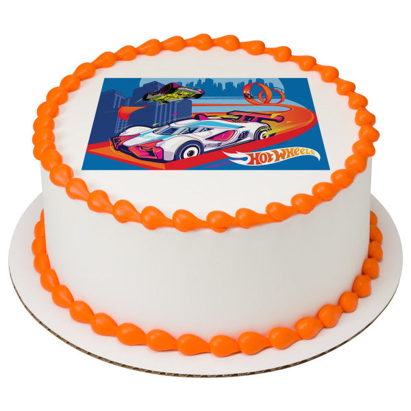 Hot Wheels™ Race to Win! Edible Cake Topper Image