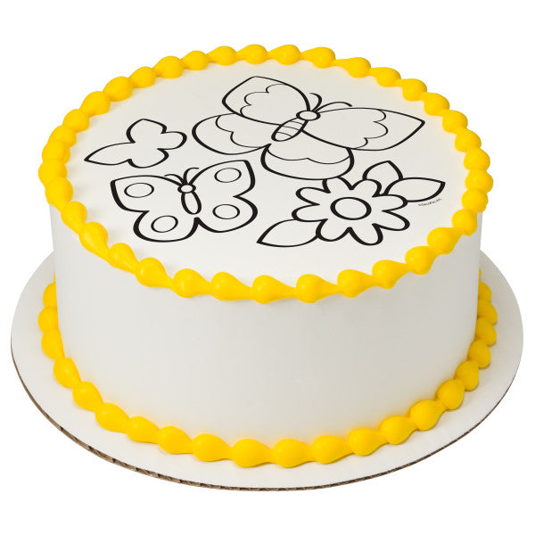 Paintable Butterflies Edible Cake Topper Image