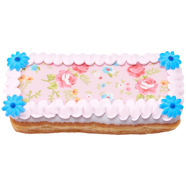 Tiras de imágenes comestibles para decoración de tartas con estampado de florecitas rosas