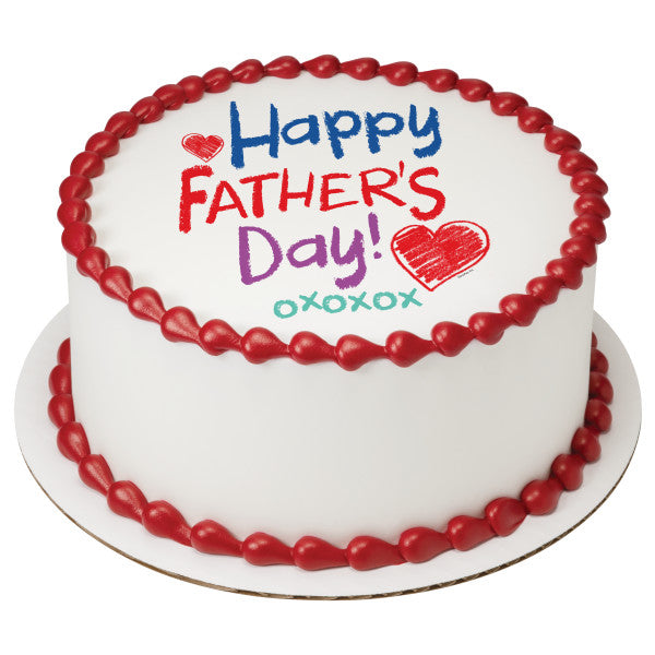 Happy Father's Day Crayon Edible Cake Topper Image
