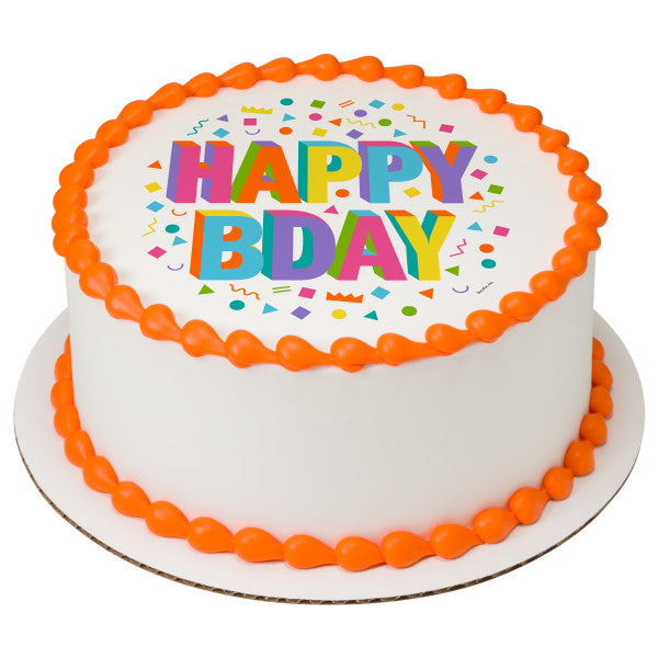 Happy Bday Edible Cake Topper Image
