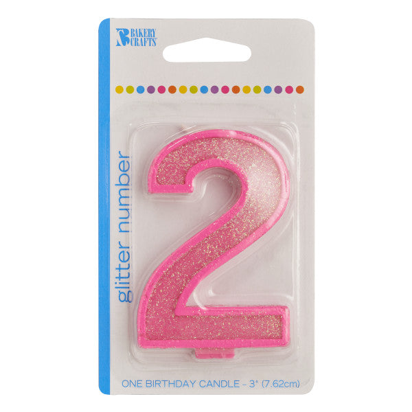 2 Glitter Numeral Candle