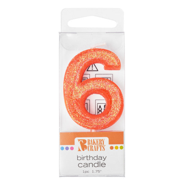 6 Mini Glitter Numeral Candle