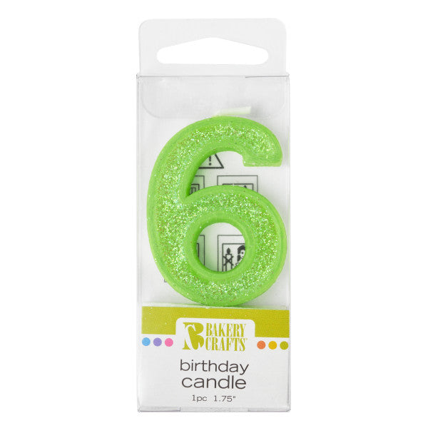 6 Mini Glitter Numeral Candle