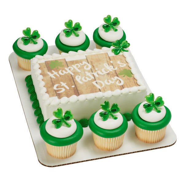 Shamrock Puffy Glitter Cupcake Rings