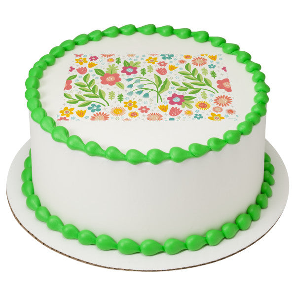 Delicate Florals Edible Cake Topper Image
