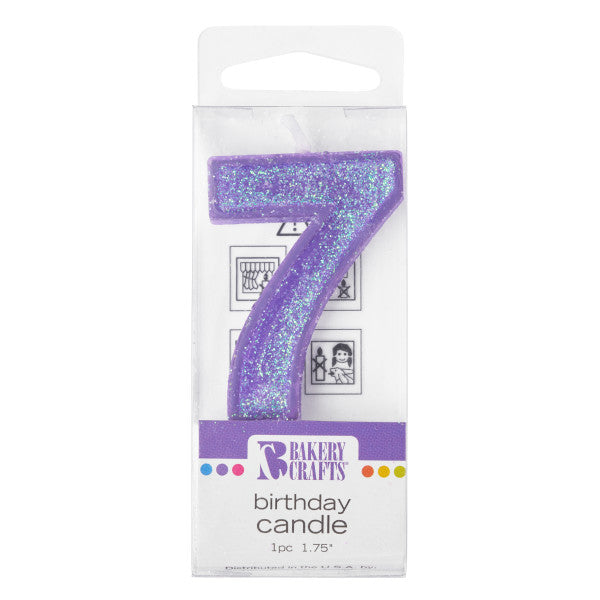 7 Mini Glitter Numeral Candle