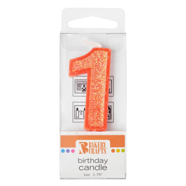1 Mini Glitter Numeral Candle