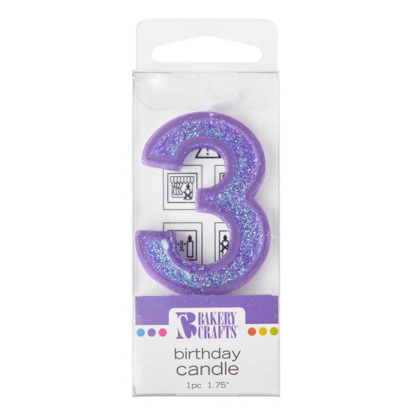 3 Mini Glitter Numeral Candle