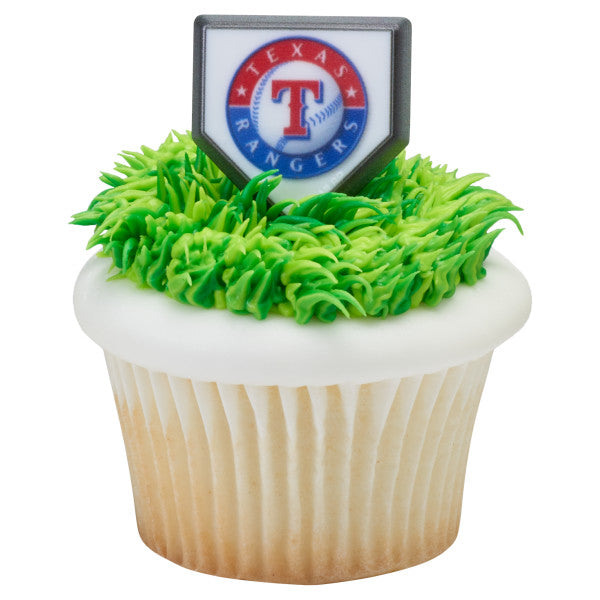 Anillos para cupcakes con logo del equipo MLB® Home Plate - Texas Rangers (12 piezas)