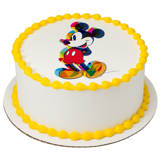 Mickey One Of A Kind Colorful Edible Cake Topper Image