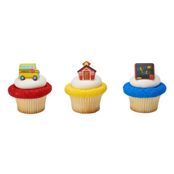 A Birthday Place - Cake Toppers - School Icons Cupcake Rings