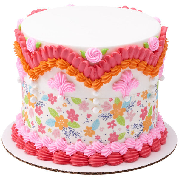 Tiras de imágenes de decoración comestible para tartas florales nostálgicas