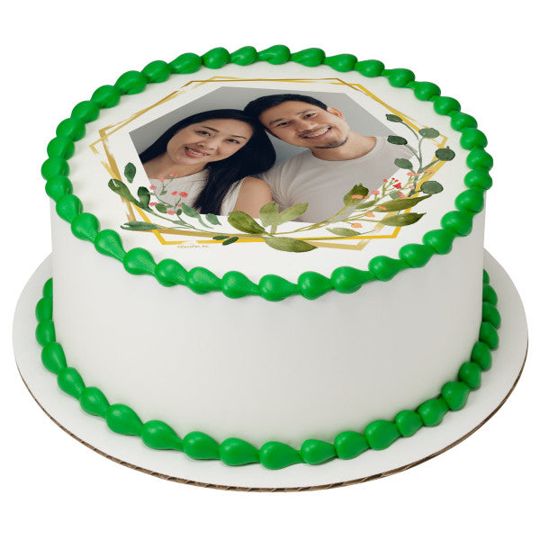 Leaves Geometric Edible Cake Topper Image Frame