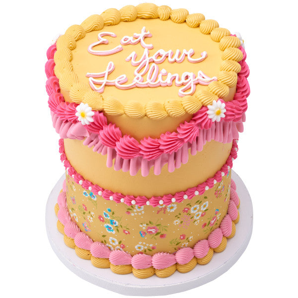 Yellow Ditsy Print Edible Cake Topper Image