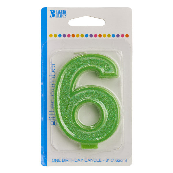 Vela con números de 6 purpurinas