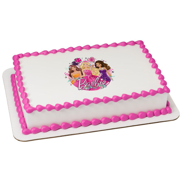 Imagen comestible para decoración de tarta de cumpleaños con purpurina de Barbie™