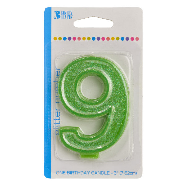 9 Glitter Numeral Candle