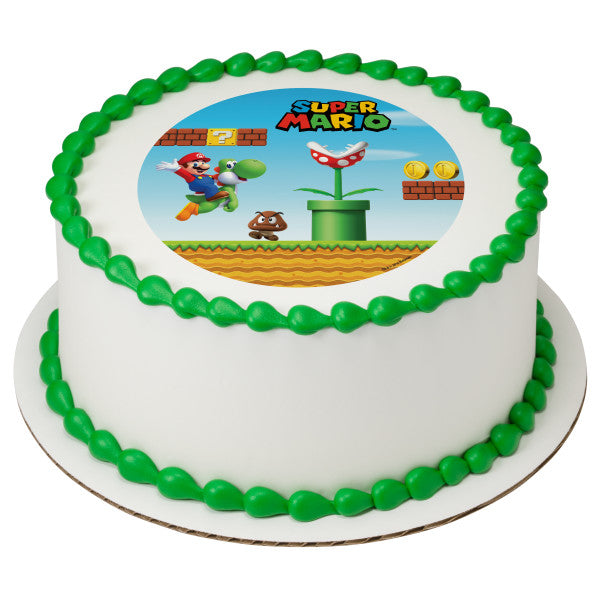 Imagen de adorno comestible para tarta del Reino Champiñón de Super Mario™