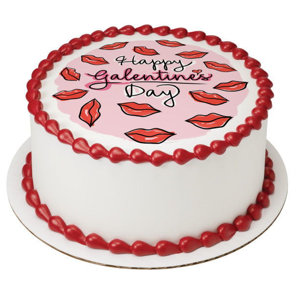 Happy Galentine's Day Edible Cake Topper Image