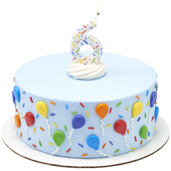 6 Rainbow Sprinkle  Numeral Candles