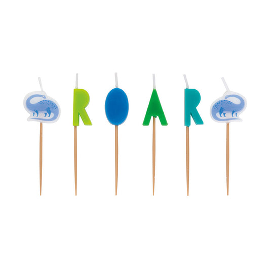 Velas de cumpleaños con selección de dinosaurio azul y verde, 6 unidades