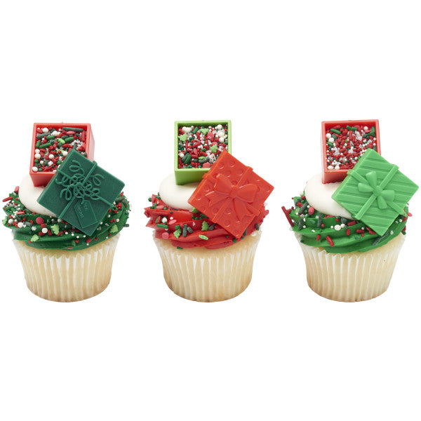 Fillable Festive Presents  Cupcake Rings 12ct