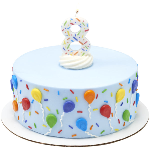 8 Rainbow Sprinkle Numeral Candles
