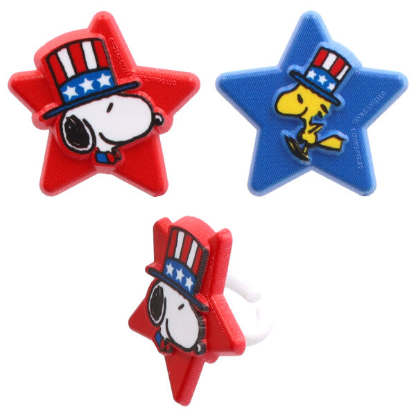 Peanuts® Snoopy® and Woodstock® Patriotic Cupcake Rings 12ct