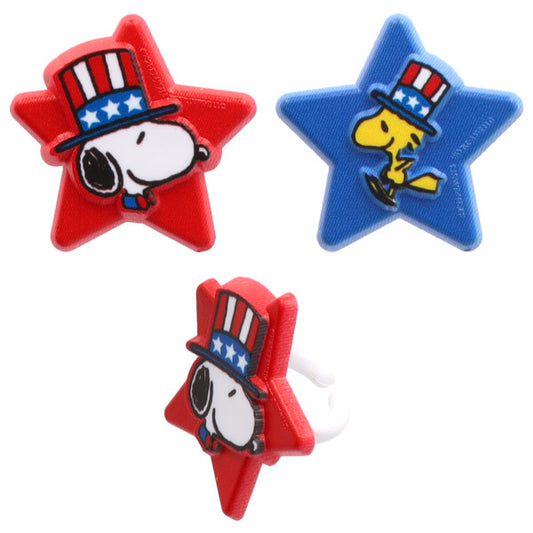 Peanuts® Snoopy® and Woodstock® Patriotic Cupcake Rings 12ct