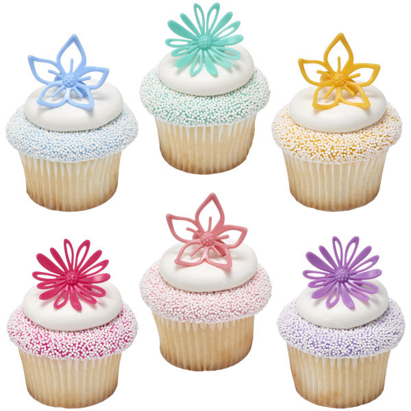 Flowers Assortment  Cupcake Rings. 12ct