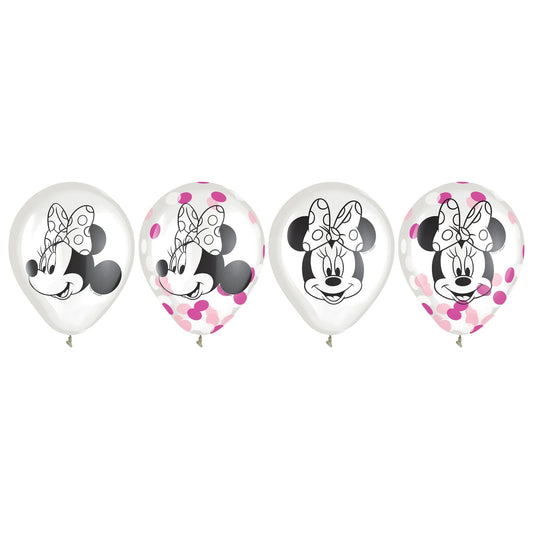 Globo de confeti de látex Minnie Mouse Forever, 6 unidades
