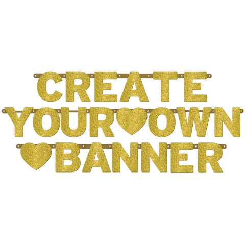 Customizable Celebration Banner - Gold Glitter