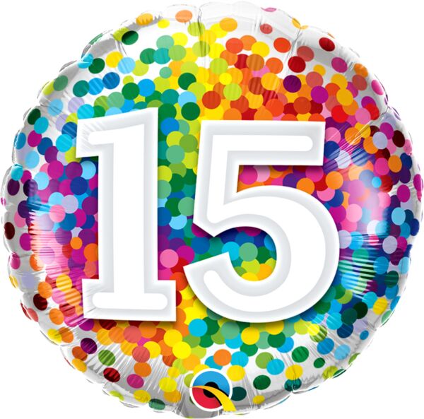 Rainbow Confetti Number 18" Round Foil Balloon, 1ct