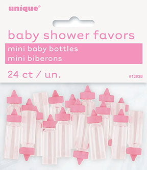 Pink Mini Baby Bottle Favors, 24ct