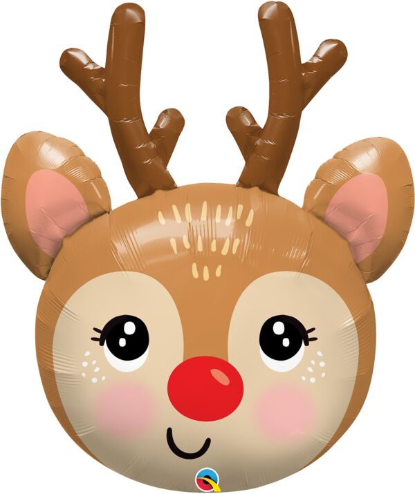 Red-Nosed Reindeer 35" Shaped Foil Balloon, 1ct