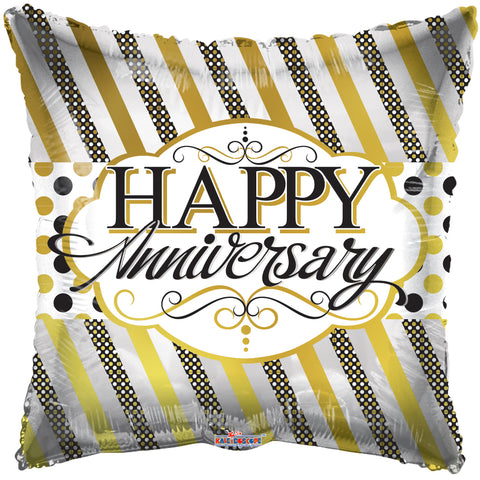 Anniversary Lines & Dots 18" Foil Balloon, 1ct