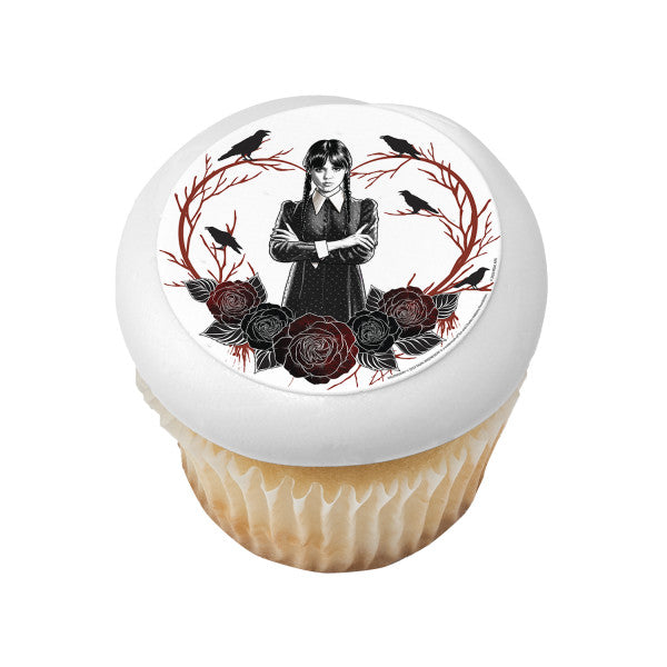 Wednesday Heart & Roses Edible Cake Topper Image