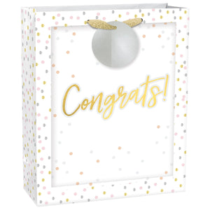 Confetti Congrats 13" x 10.5" x 5" Gift Bag w/ Tag, 1ct
