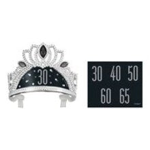 Birthday Black Glitz Plastic Tiara with Number Stickers