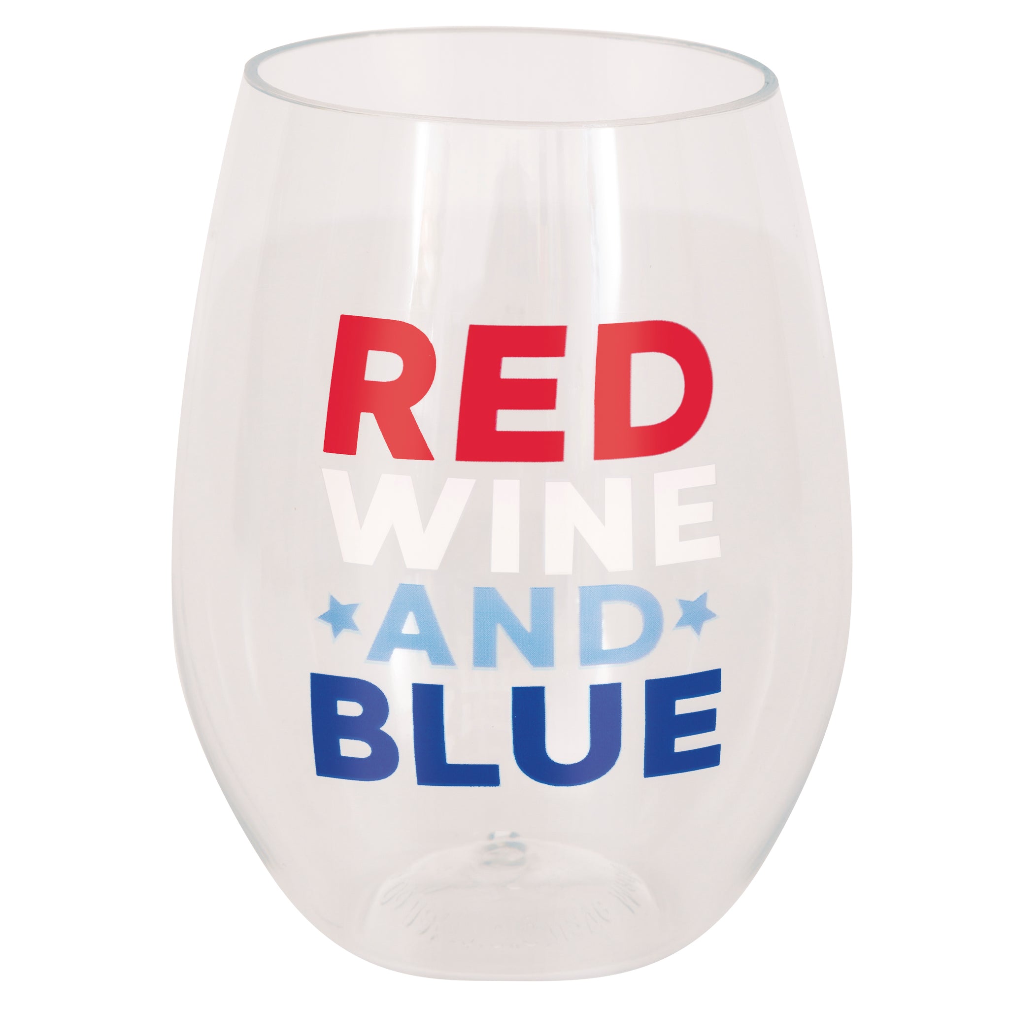 Red, Wine, & Blue Patriotic Plastic Stemless Wine Glass, 1ct